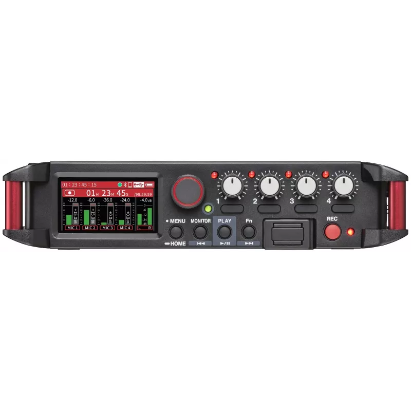 Przenośny rejestrator audio Tascam FR-AV4 — 6-kanałowy, 4 wejścia combo XLR + 2x 3,5 mm, 24/32-bit, 48/96/192 kHz, MicroSD do 512 GB, USB-C, PD