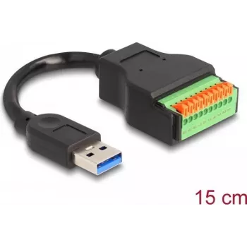 DeLOCK USB 3.2 Gen 1 Kabel Typ-A męski na adapter listwy zaciskowej, 15 cm