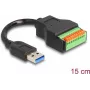 DeLOCK USB 3.2 Gen 1 Kabel Typ-A męski na adapter listwy zaciskowej, 15 cm