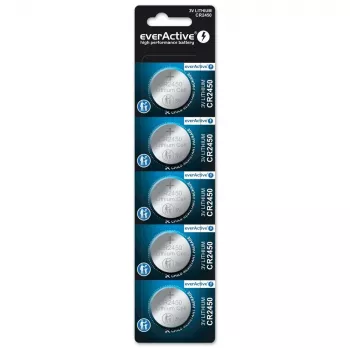 Button/coin lithium battery everActive CR2450, 3 V, 5 mm height — pack of 5
