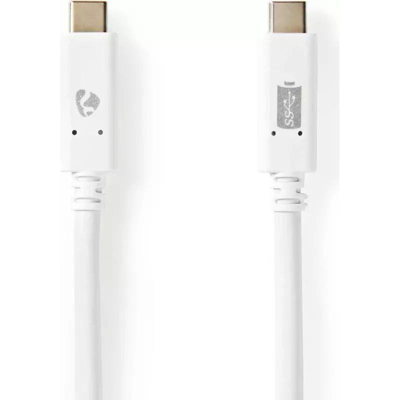 Nedis Kabel USB | USB 3.2 Gen 2 | Wtyk USB-C™ | Wtyk USB-C™ - 100 W | 4K@60Hz | 10 Gb/s | niklowany | 1,00 m | Okrągły | PVC | Biały | Pudełko