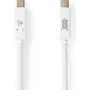 Nedis Kabel USB | USB 3.2 Gen 2 | Wtyk USB-C™ | Wtyk USB-C™ - 100 W | 4K@60Hz | 10 Gb/s | niklowany | 1,00 m | Okrągły | PVC | Biały | Pudełko