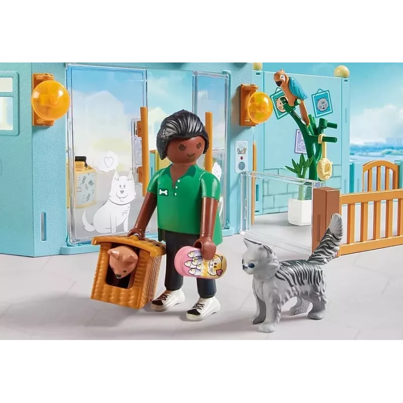 Zestaw PLAYMOBIL My Life 71742 Hotel dla zwierząt z figurkami – zestaw z budynkiem hotelu i figurkami zwierząt