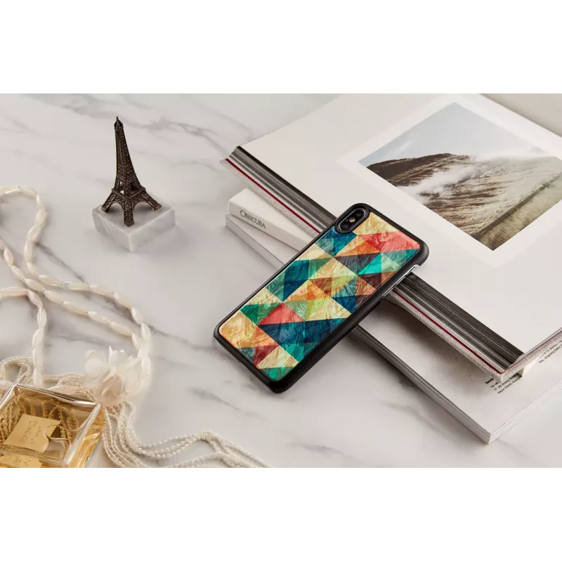 Etui telefoniczne iKins do iPhone XS Max — wzór mozaiki, czarny