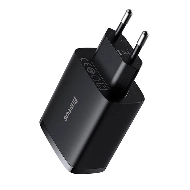 Baseus Compact Quick Charger, 3x USB, 17W (Czarny)