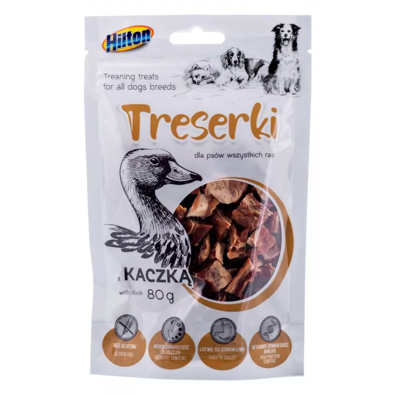 Przysmaki treningowe dla psów Hilton Treaning Treats Duck 80 g — miękkie przekąski treningowe o smaku kaczki