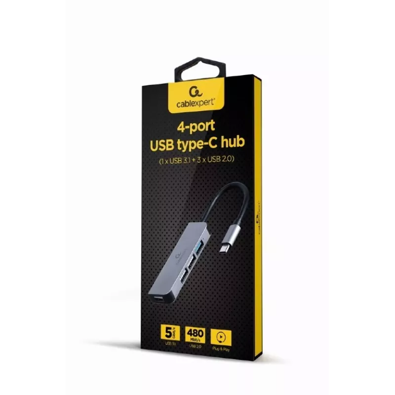 Hub 4-portowy USB-C, 3xUSB 2.0, USB 3.1