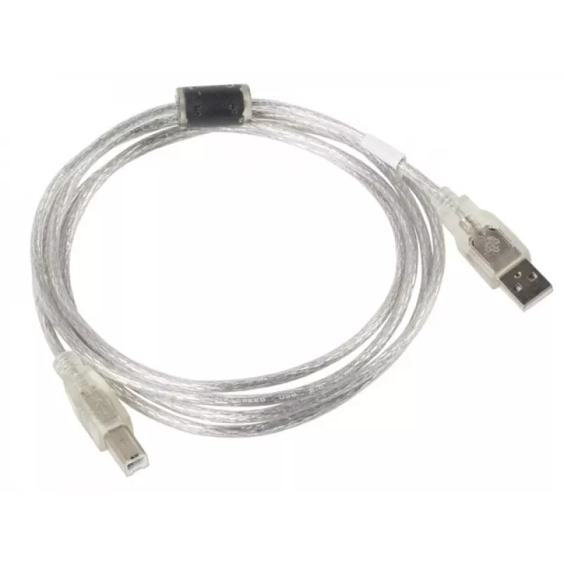 Kabel USB 2.0 LANBERG CA-USBA-12CC-0018-TR, USB A (męski) do USB B (męski), 1,8 m, przezroczysty