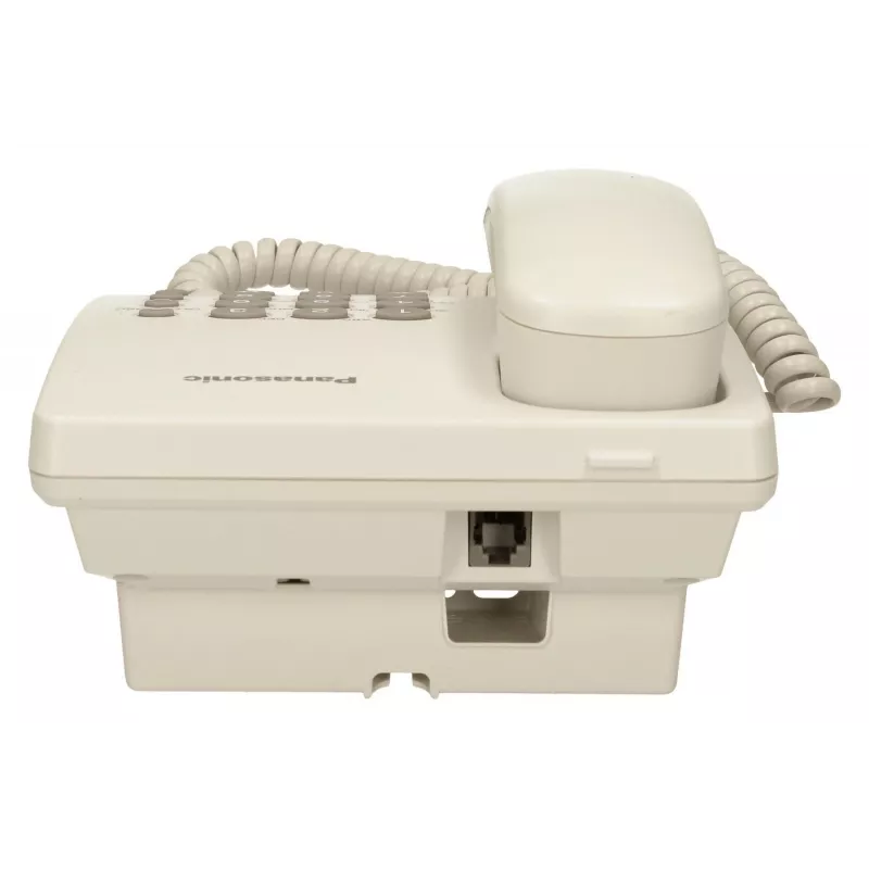 Telefon analogowy Panasonic KX-TS500PDW — 16 przycisków, biały, montaż na biurku/ścianie, książka telefoniczna na 100 wpisów