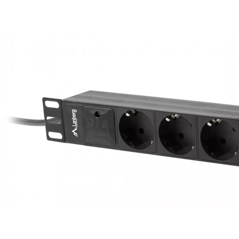 Lanberg PDU-03E-0200-BK jednostka dystrybucji zasilania (PDU) 3 gniazda AC 1U czarna