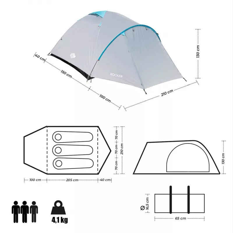 NILS CAMP ROCKER NC6013 namiot kempingowy 3-osobowy