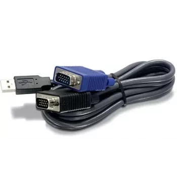 TRENDnet TK CU10 - klawiatura- / Video- / mysz- (KVM-) kabel - USB Type A, 4-pin, HD-15 (M) - HD-15 (M) - 3,1m - Czarny (TK-CU10)
