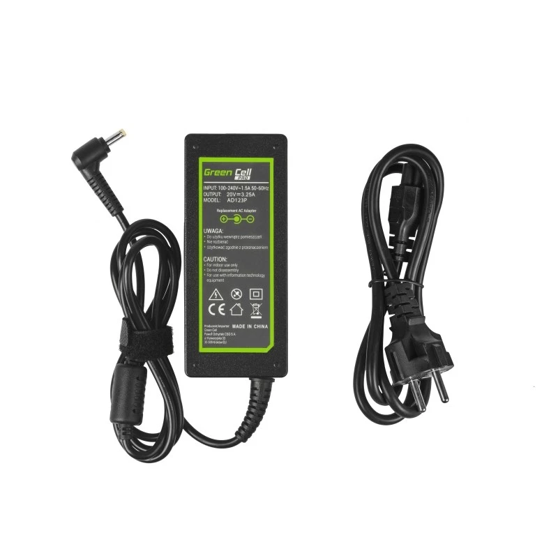 Zasilacz zielony Cell AD123P 65 W 20 V 3,25 A do Lenovo, wewnętrzny, czarny, kabel 2 m