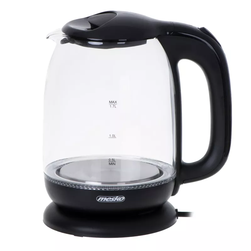 Czajnik Mesko MS 1302b | Elektryczny | 2200 W | 1,7 L | Szklany | Obrotowa podstawa 360° | Czarny