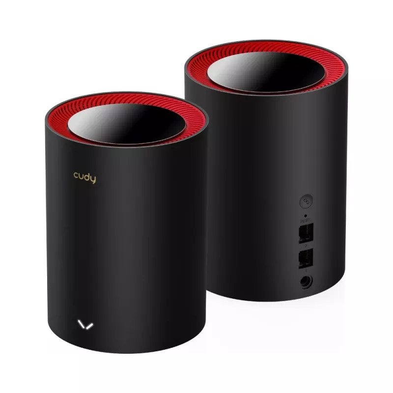 Cudy M3000 2-Pack Dwuzakresowy (2.4 GHz / 5 GHz) Wi-Fi 6 (802.11ax) Czarny, Czerwony 1 Wewnętrzna