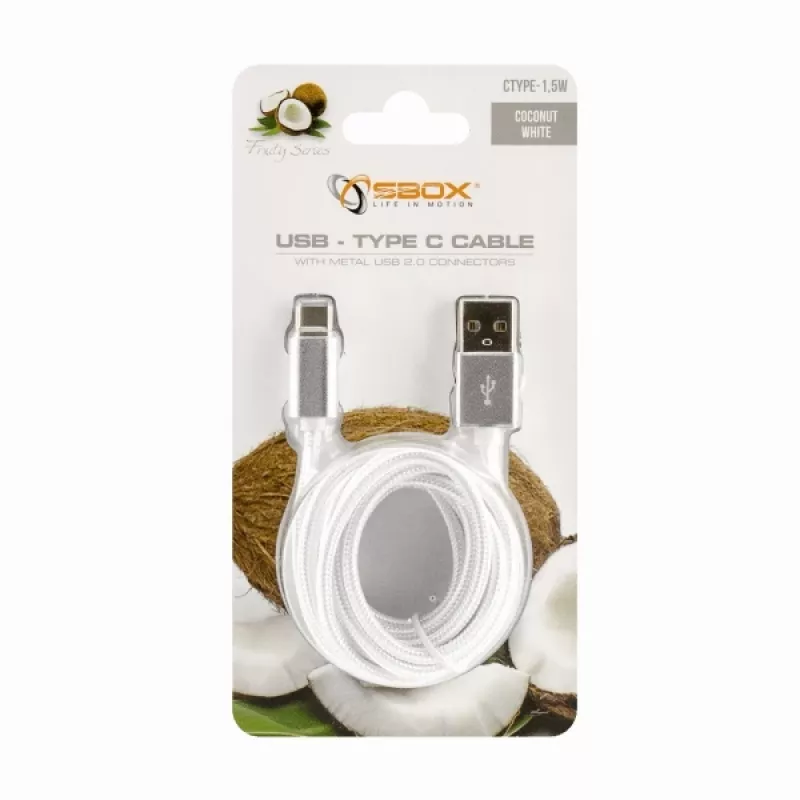 Sbox USB-TYPEC-15W USB->Type C M/M 1,5m Coconut White