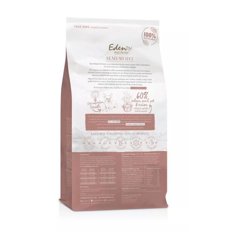 EDEN Semi-Moist Salmon & Quail - półwilgotna karma dla psów - 10kg