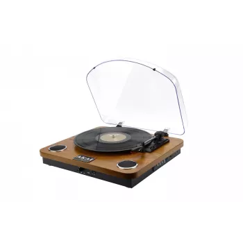 Gramofon audio z napędem paskowym AKAI ATT-11BT — brązowy, 33/45/78 obr./min, 0,8 W RMS