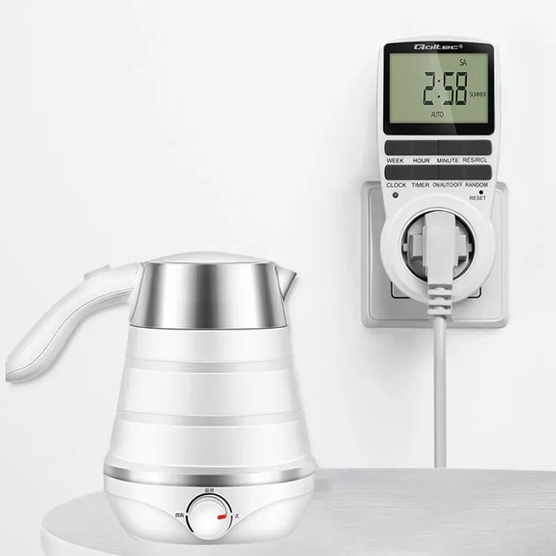 Elektroniczny timer QOLTEC PC0628 z wyświetlaczem LCD, odliczanie 24-godzinne