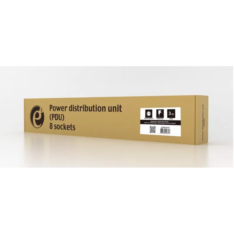 EnerGenie EG-PDU-014-F Rack Power Distribution Unit (8 gniazd FR, 1U, 16 A, wtyczka Schuko, 3 m, kolor czarny)
