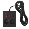Listwa zasilająca MACLEAN MCE388 B — 2 gniazda AC, 3×USB A, 110–120V 50/60Hz, 2500W, kabel 3 m, czarny