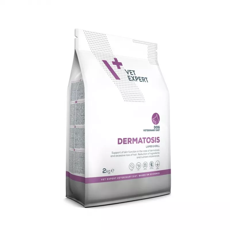 Sucha karma dla psa VETEXPERT Veterinary Diet Dermatosis Lamb & Krill, 2 kg, psy dorosłe, białko 24%, tłuszcz 17%