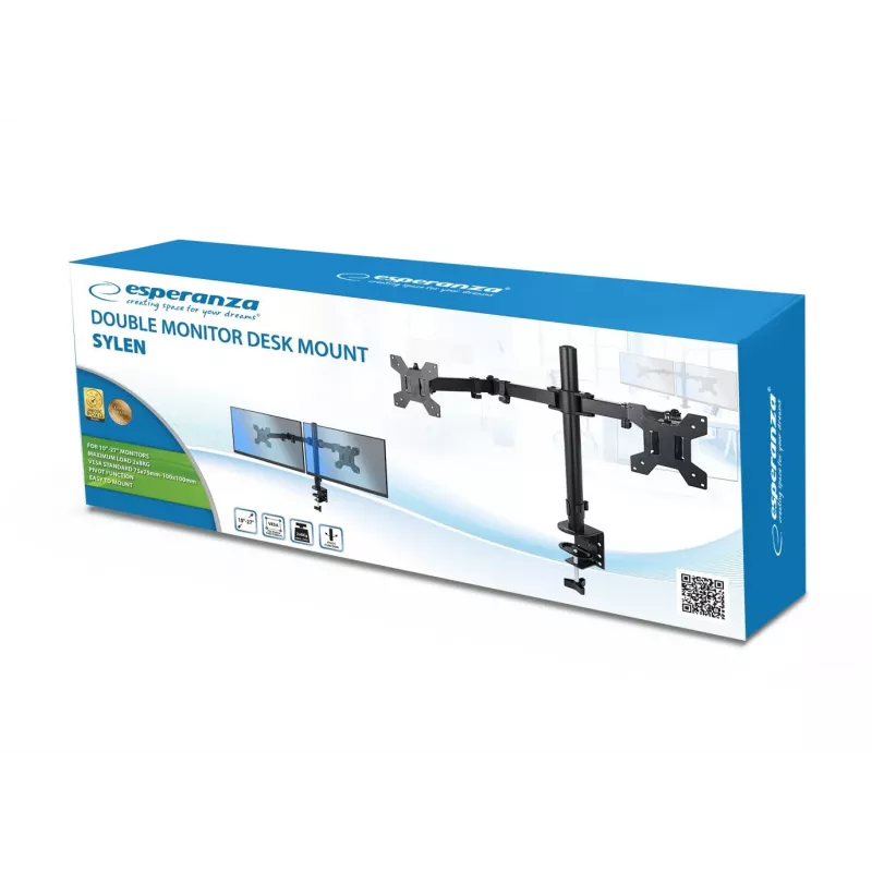 Esperanza ERW018 uchwyt biurkowy na dwa monitory 10-27'' do 8 kg