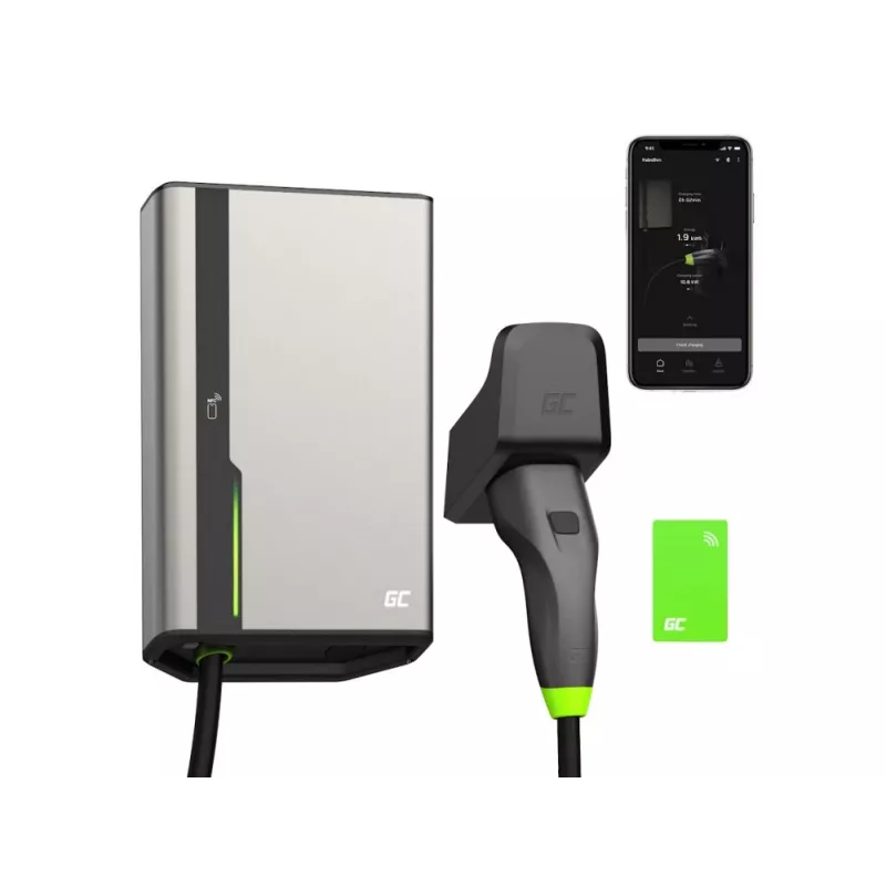 Wallbox zielony Cell GC EVGC021B2250 3.6-22 KW 5m NFC Szary Aluminium