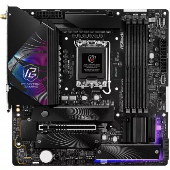 Płyta główna ASRock Phantom Gaming Z890M Riptide WiFi — Intel Z890, LGA1851, microATX, DDR5, 4x DIMM, 256GB, Wi‑Fi 6E, LAN 2.5Gb
