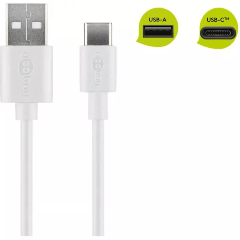 Wentronic 59130 Przewód USB A USB C męski męski 2 m biały (59130)