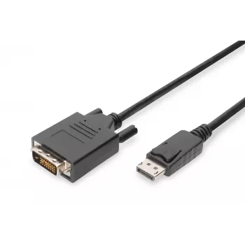 Digitus - Kabel DisplayPort - DisplayPort (M) - DVI-D (M) - 5,0m (DisplayPort 1.2) - Formowany, Śruby motylkowe - Czarny (AK-340301-050-S)