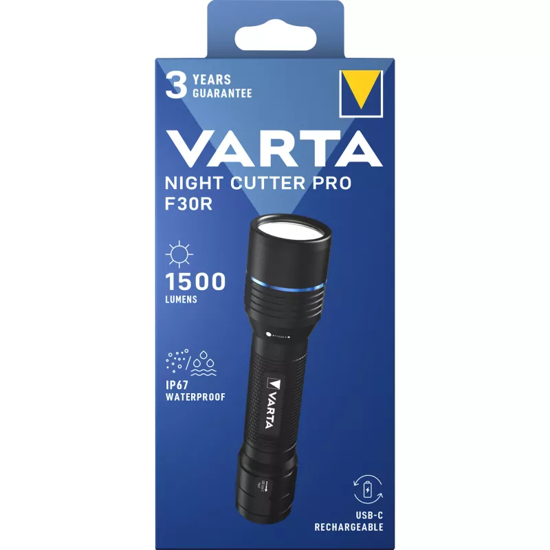 Latarka Varta F30R Aluminium Rechargeable LED, korpus aluminiowy, ładowalna
