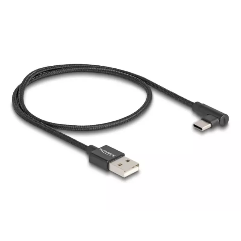 Kabel DeLOCK USB 2.0 Typ-A męski na USB Typ-C męski kątowy 0,5 m czarny