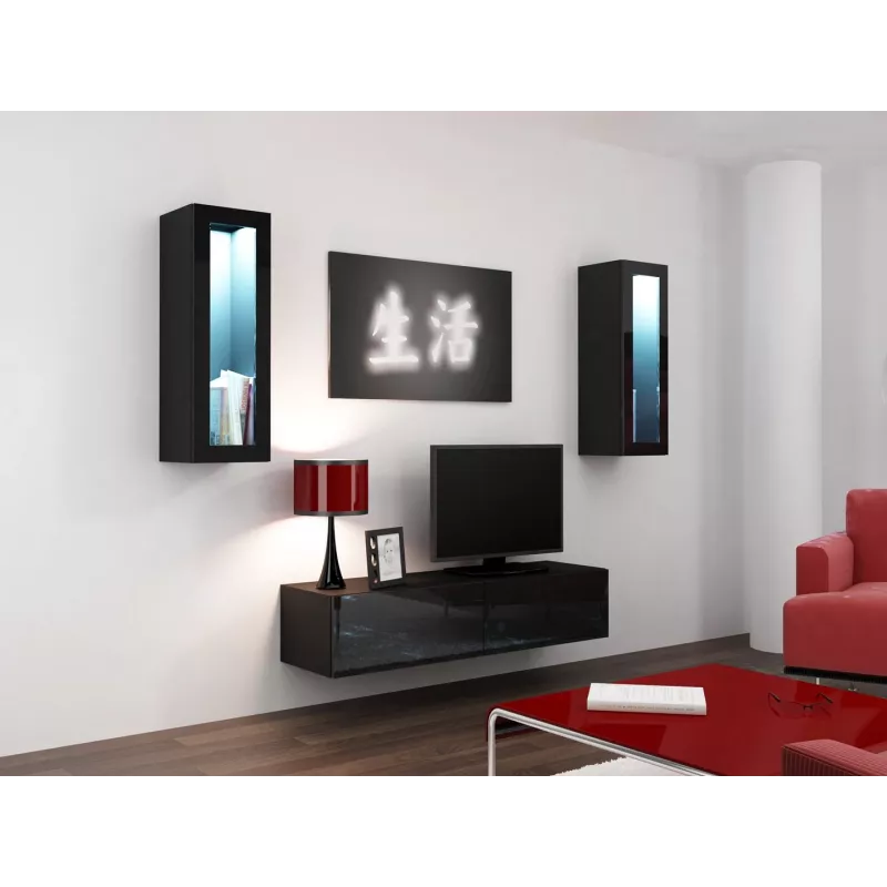 Cama stojak TV VIGO 140 30/140/40 czarny/czarny połysk