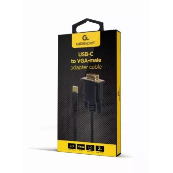 Adapter graficzny USB Gembird A-CM-VGAM-01, USB-C na VGA, 1920x1080, kabel 0,15 m, czarny