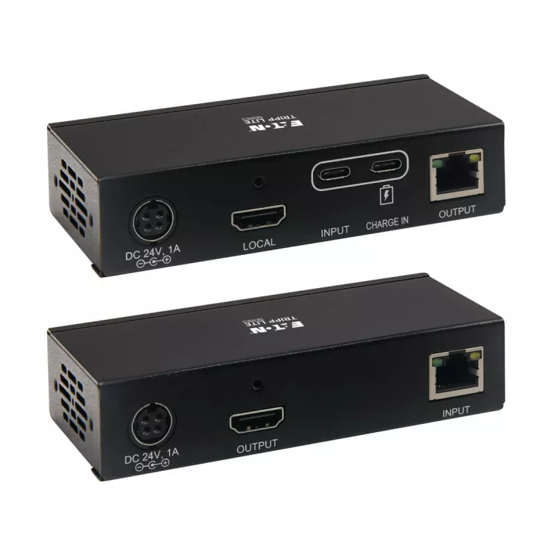 Zestaw przedłużacza USB C na HDMI przez Cat6 z obsługą KVM, 4K 60Hz, 4:4:4, Nadajnik/Odbiornik, USB, PoC, HDCP 2.2, do 70 m, TAA - Rozszerzenie wideo