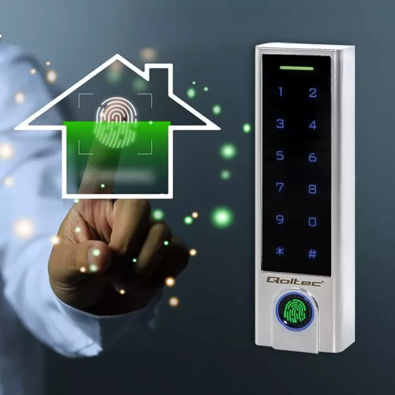 Qoltec 52448 Zamek kodowy TITAN z czytnikiem linii papilarnych | RFID | BT 4.0 | kod | karta | brelok | dzwonek | IP68 | EM