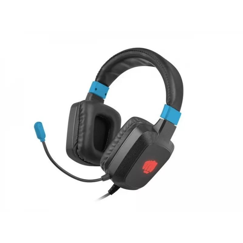 Przewodowy zestaw słuchawkowy do gier Fury NFU-1584 z mikrofonem na wysięgniku, wokółuszny, 98 dB, 15–25000 Hz, kabel 2 m, USB i 3,5 mm, niebieski