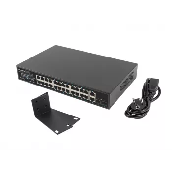Niezarządzalny przełącznik Lanberg RSGE-24P-2GE-2S-250 24 porty montaż w szafie