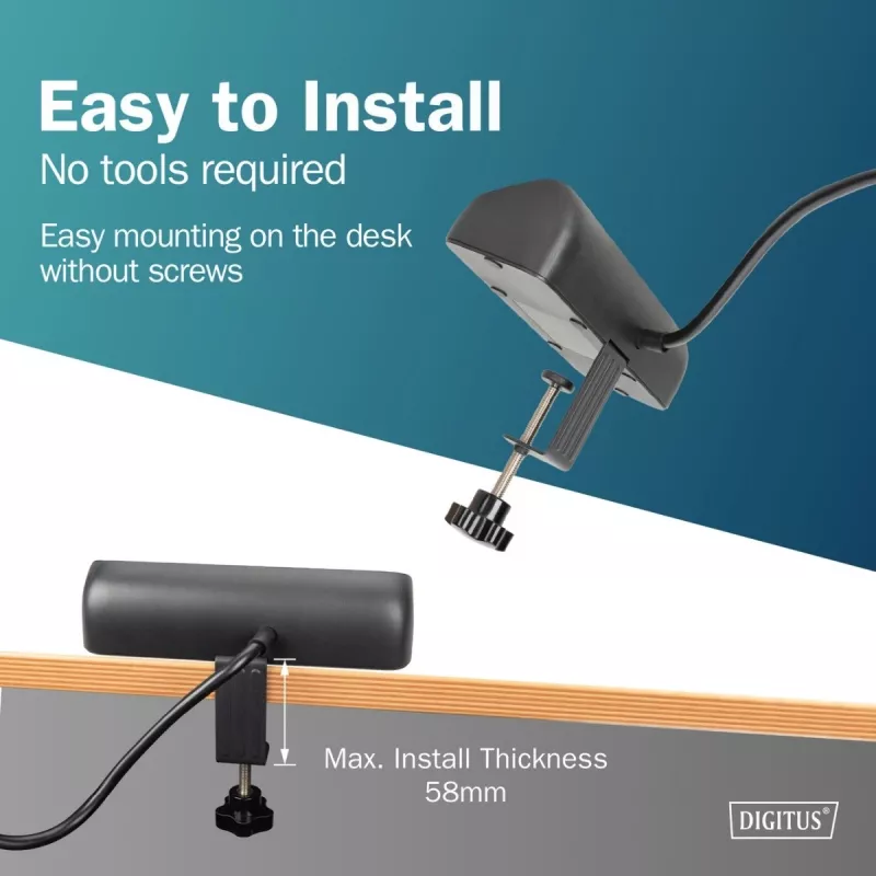 Listwa zasilająca DIGITUS 3-gniazdowa z 2×USB-A i 1×USB-C, 3 gniazda AC typu E/F, kabel 1,5 m, czarna