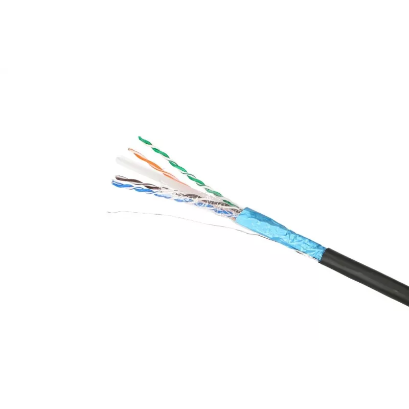 Sieciowy kabel Extralink Skrętka komputerowa CAT6 FTP (F/UTP) V2 Zewnętrzny 305M Czarny