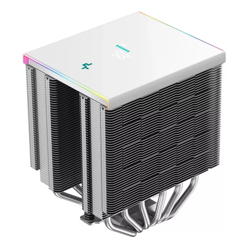 Chłodzenie powietrzne DeepCool AK620 Digital SE biały — dwa wentylatory 120 mm, 6 ciepłowodów, PWM, obsługa LGA 1700, wbudowany wyświetlacz