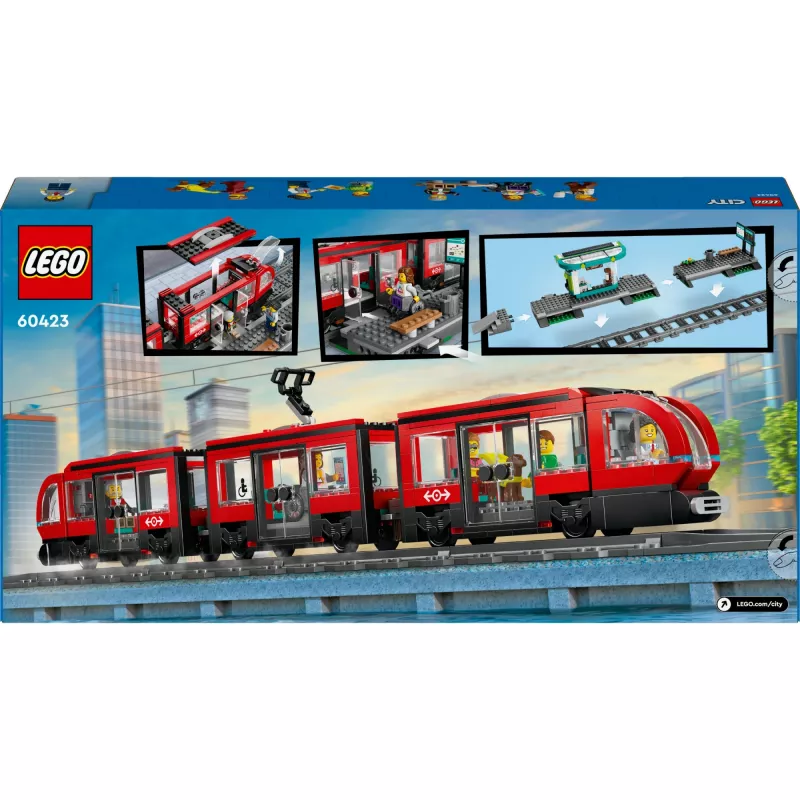 Zestaw budowlany LEGO City Tramwaj i stacja do odgrywania ról dla dzieci z zabawkowym tramwajem, prezent dla chłopców i dziewczynek od 7 lat, którzy kochają pojazdy