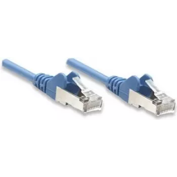 Intellinet Sieciowy kabel krosowy, Cat5e, 15m, niebieski, CCA, SF/UTP, PVC, RJ45, pozłacane styki, bezzaczepowa osłona wtyku, dożywotnia gwarancja