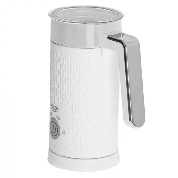 Automatyczny spieniacz do mleka Adler AD 4494 Metaliczna Biel — 130 ml pianki, 300 ml podgrzewania, 500 W