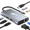 HUB 8w1 Adapter USB C HDMI x2 USB VGA RJ45 PD