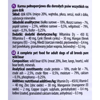 Mokra karma dla psa Dolina Noteci Boar Adult 800 g
