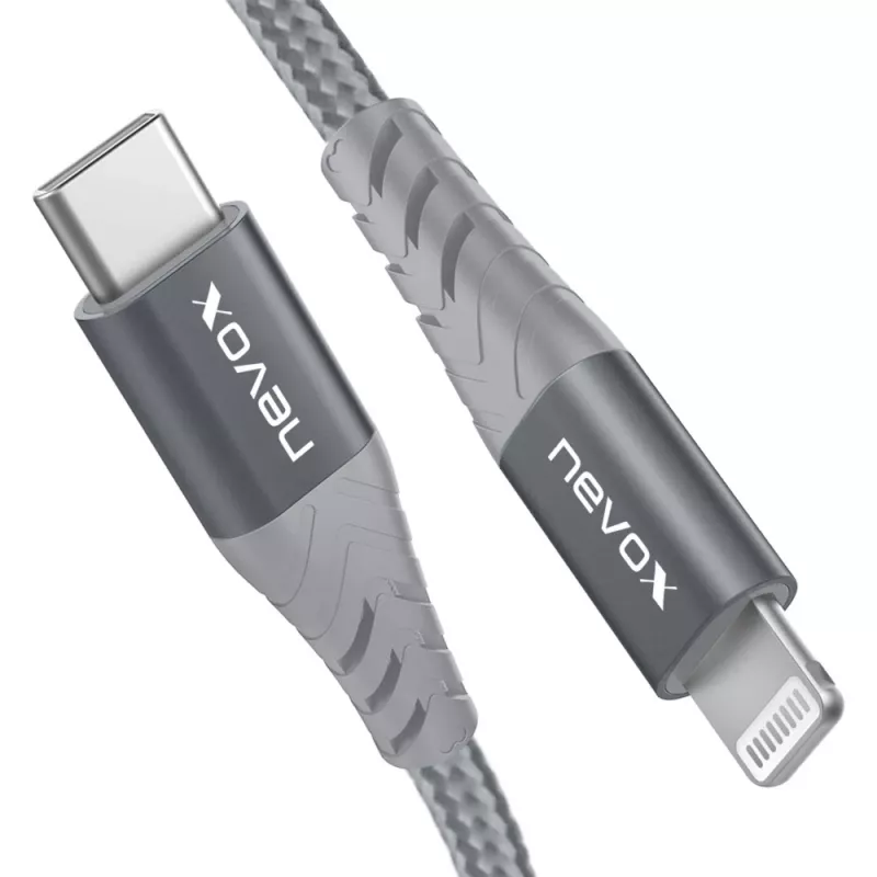 Kabel adapter USB 2.0, wtyczka USB-C > wtyczka Lightning (srebrny/szary, 1 metr, PD, w oplocie)