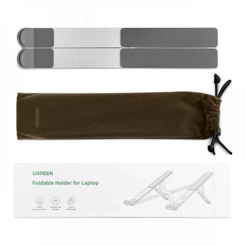 Podstawka pod laptop UGREEN LP451 regulowana stop aluminium na laptopy 8–17 cali, 5 pozycji, srebrna