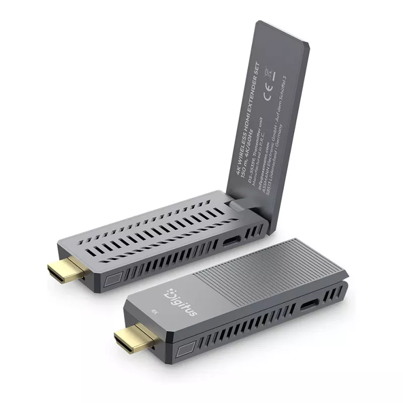 Zestaw bezprzewodowego przedłużacza HDMI DIGITUS DS-55359 — 4K/60Hz, 150 m, nadajnik i odbiornik AV
